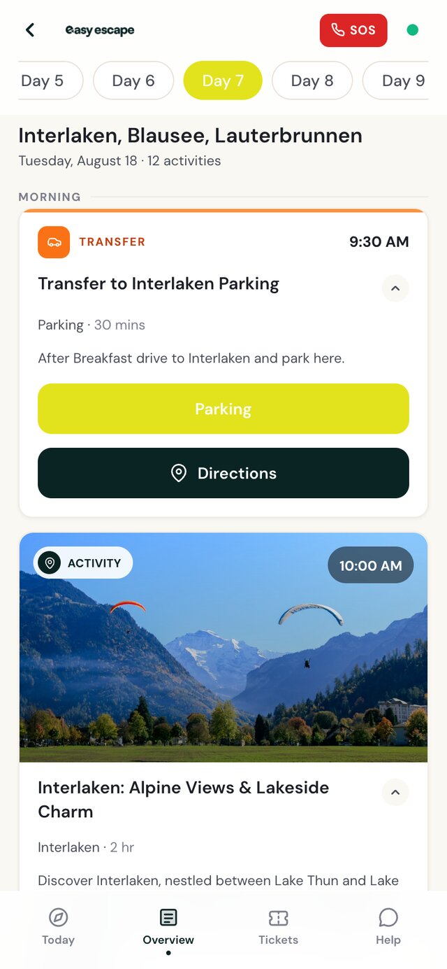 Tour of the Easy Escape trip app