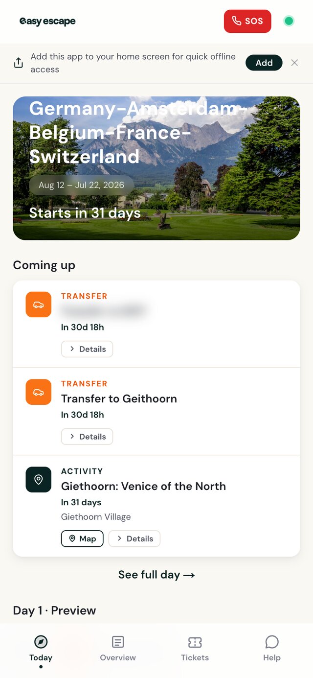 The Easy Escape companion app showing today's plan