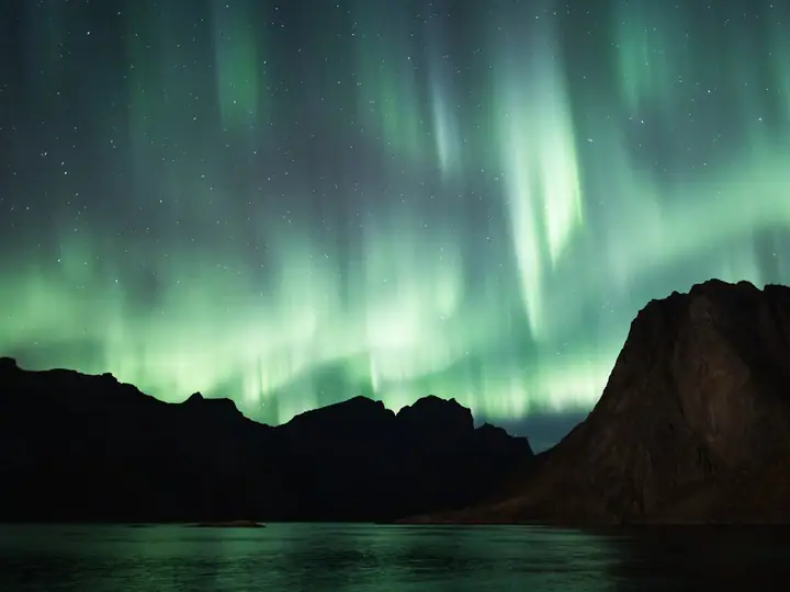 Northern lights over the Lofoten islands, Norway